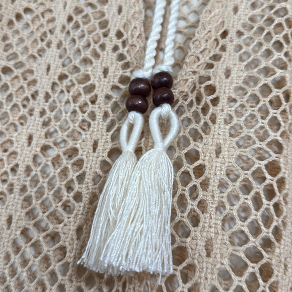 Tahari Tan crochet Maxi Dress/ beach cover up - Picture 4 of 6